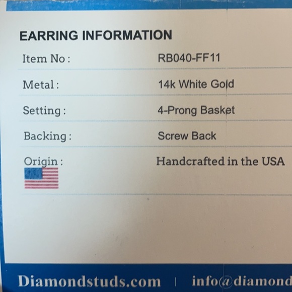 Diamond studs! I-j color in 14 k white gold. .40 cttw - Picture 3 of 4